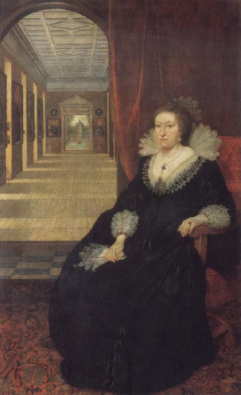 Mytens, Daniel the Elder Alathea Talbot Countess of Arundel,sitting before the picture gallery at Arundel House Sweden oil painting art